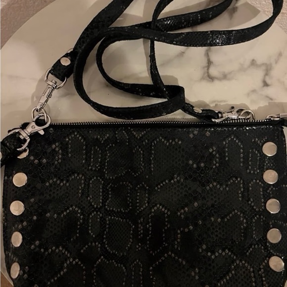 Hammitt Black Textured Wristlet with Silver Details